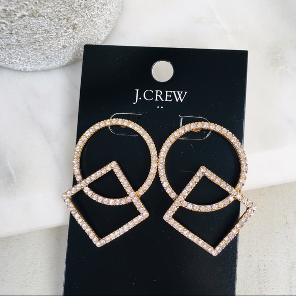 J. CREW Pavé Circle and Square Earrings - Picture 2 of 8